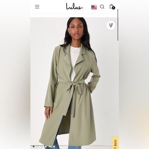 NWT Perfectly Prepped Olive Green Trench Coat Size Small